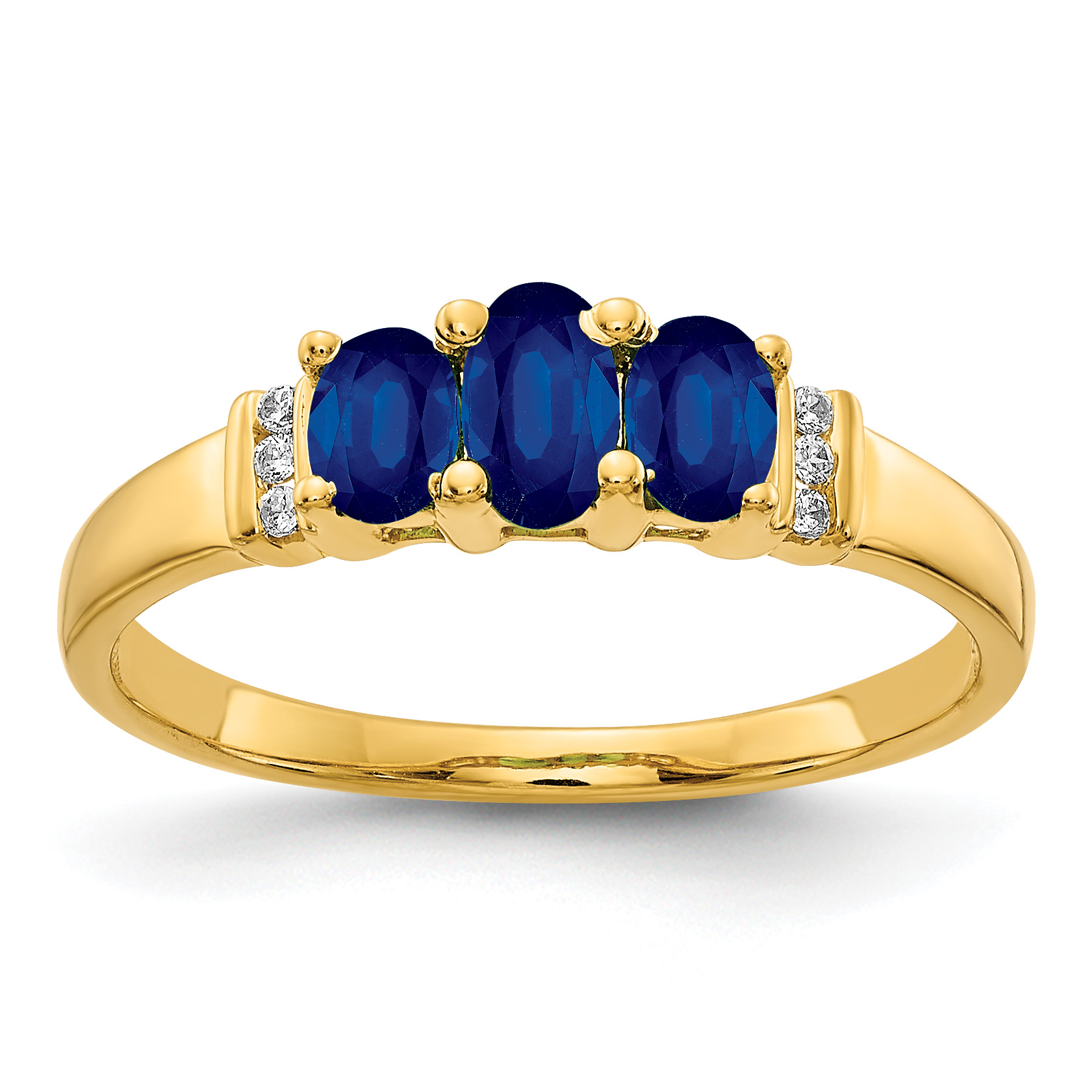 14k Polished Triple Sapphire and Diamond 3-stone Ring (RM5764-SA-003-YA)