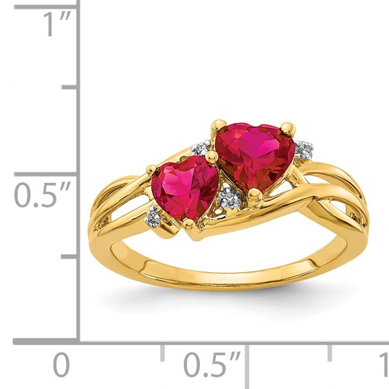 Created Ruby and Diamond Double Heart Ring                   