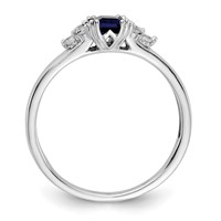 14K White Gold 0.17 Carat Lab Grown Diamond VS SI+ G+ and Lab Created Blue Sapphire Complete Ring view 2