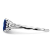 14K White Gold 0.17 Carat Lab Grown Diamond VS SI+ G+ and Lab Created Blue Sapphire Complete Ring view 3