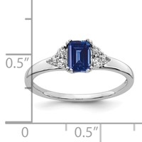 14K White Gold 0.17 Carat Lab Grown Diamond VS SI+ G+ and Lab Created Blue Sapphire Complete Ring view 5
