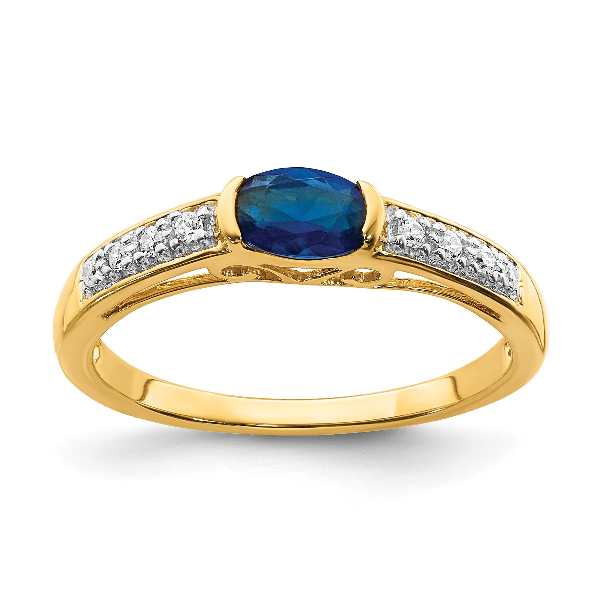 14k Oval East-West Sapphire and Diamond Ring (RM5769-SA-008-YA)