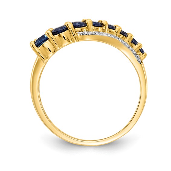 14k and White Rhodium Lab-Created Ceylon Blue Sapphire/Lab-Created Blue Sapphire/Diamond Ring