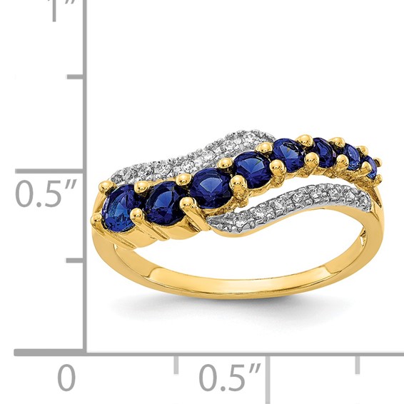 14k and White Rhodium Lab-Created Ceylon Blue Sapphire/Lab-Created Blue Sapphire/Diamond Ring