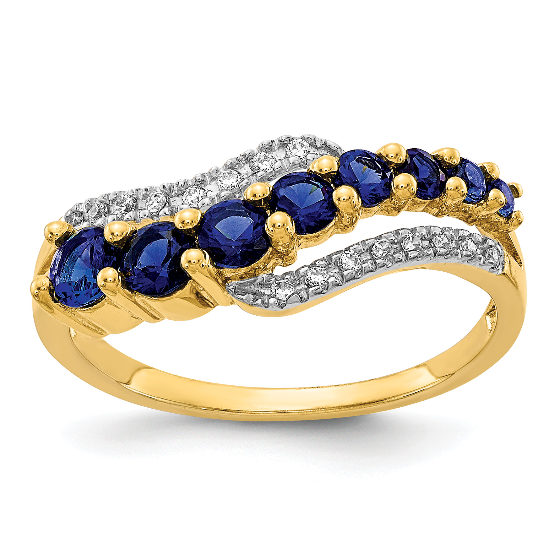 14k w/Rhodium Created Ceylon Sapph/Created Sapph/Diamond Ring (RM5772-CSA-008-YA)