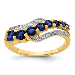 14k and White Rhodium Lab-Created Ceylon Blue Sapphire/Lab-Created Blue Sapphire/Diamond Ring