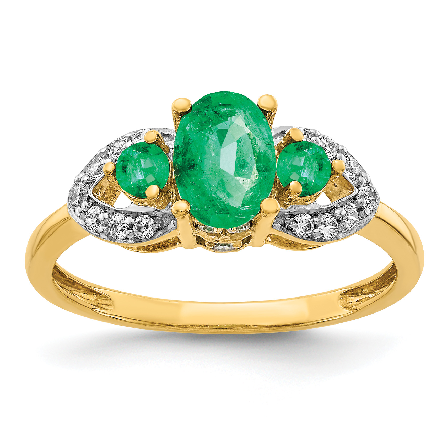 14k Oval Emerald and Diamond Ring (RM5776-EM-020-YA)