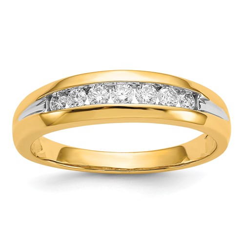 IBGoodman 14K Yellow Gold Ring with White Rhodium 0.33 Carat Lab Grown Diamond VS SI+ G+ Seven Stone Complete Men's