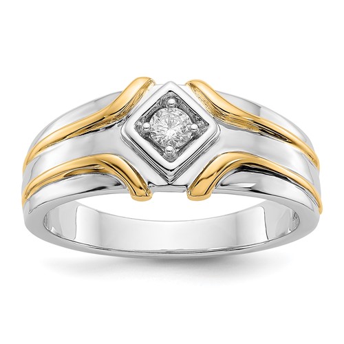 IBGoodman 14K Two-Tone 0.17 Carat Lab Grown Diamond VS SI+ G+ Complete Men's Ring
