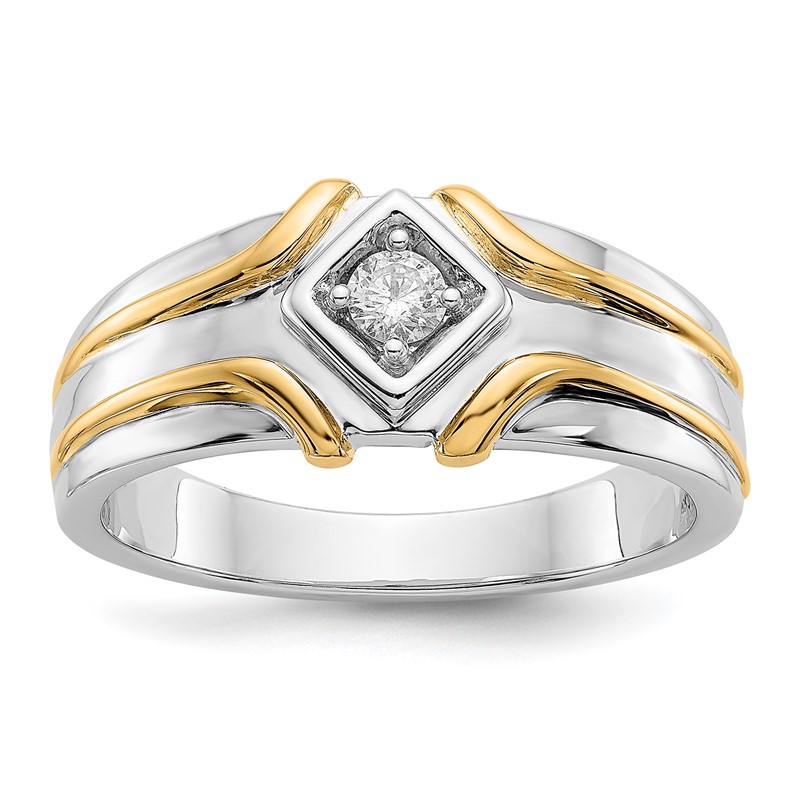 IBGoodman 14k Two-Tone 1/6 carat Lab Grown Diamond VS/SI+ G+ Complete Men's Ring