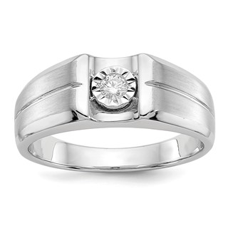 IB Goodman 14k White Gold 1/10 carat Diamond Mens Ring