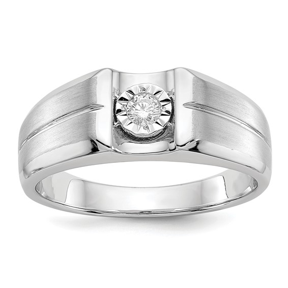 IB Goodman 14k White Gold 1/10 carat Diamond Mens Ring