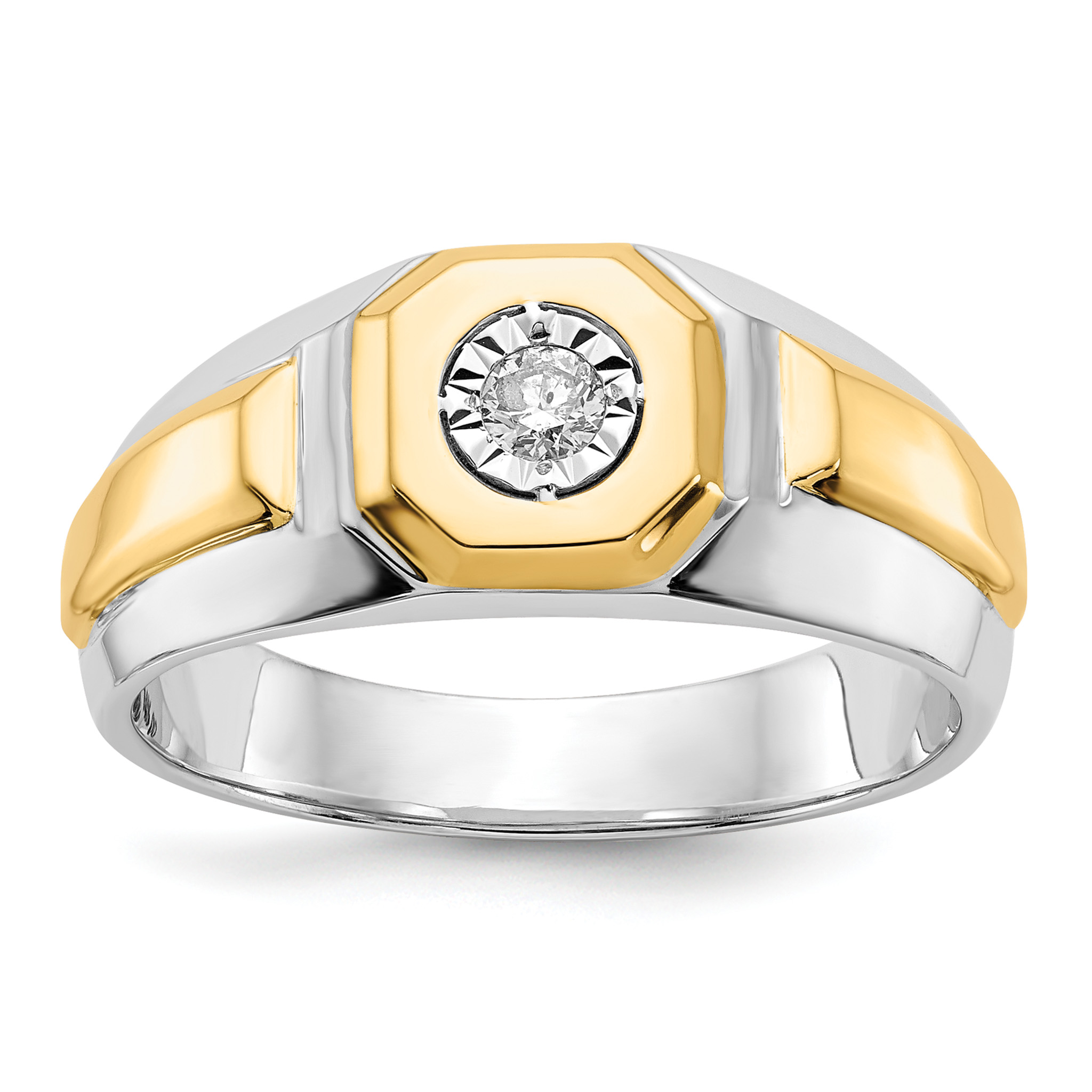 IBGoodman 14k Two-Tone 1/10 carat Lab Grown Diamond VS/SI+ G+ Complete Men's Ring (RM5784-010-10WYLG)