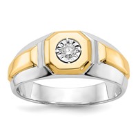 IBGoodman 14K Two-Tone 0.10 Carat Lab Grown Diamond VS SI+ G+ Complete Men's Ring view 1