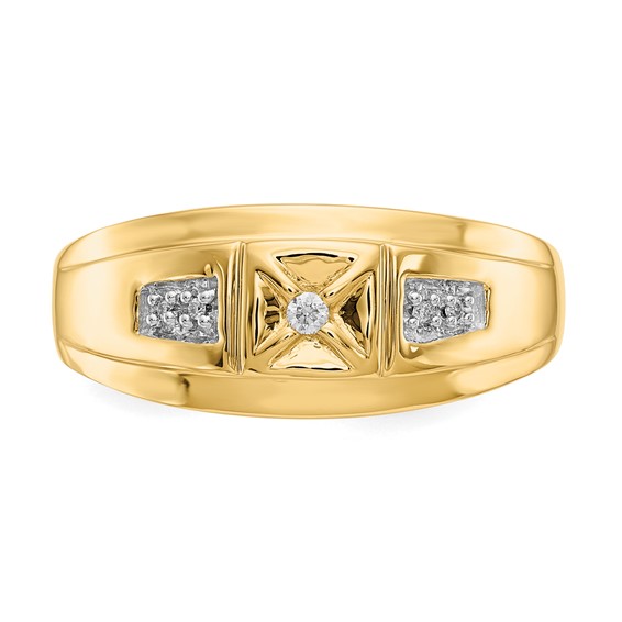 IB Goodman 14k and White Rhodium 1/20 carat Diamond Mens Ring