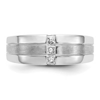 IBGoodman 14K White Gold 0.25 Carat Lab Grown Diamond VS SI+ G+ Complete Polished and Satin Men's Ring view 4