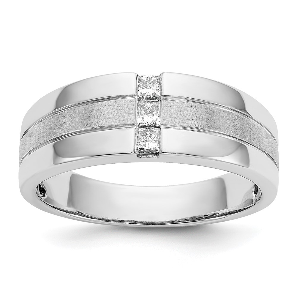 IBGoodman 14K White Gold 0.25 Carat Lab Grown Diamond VS SI+ G+ Complete Polished and Satin Men's Ring