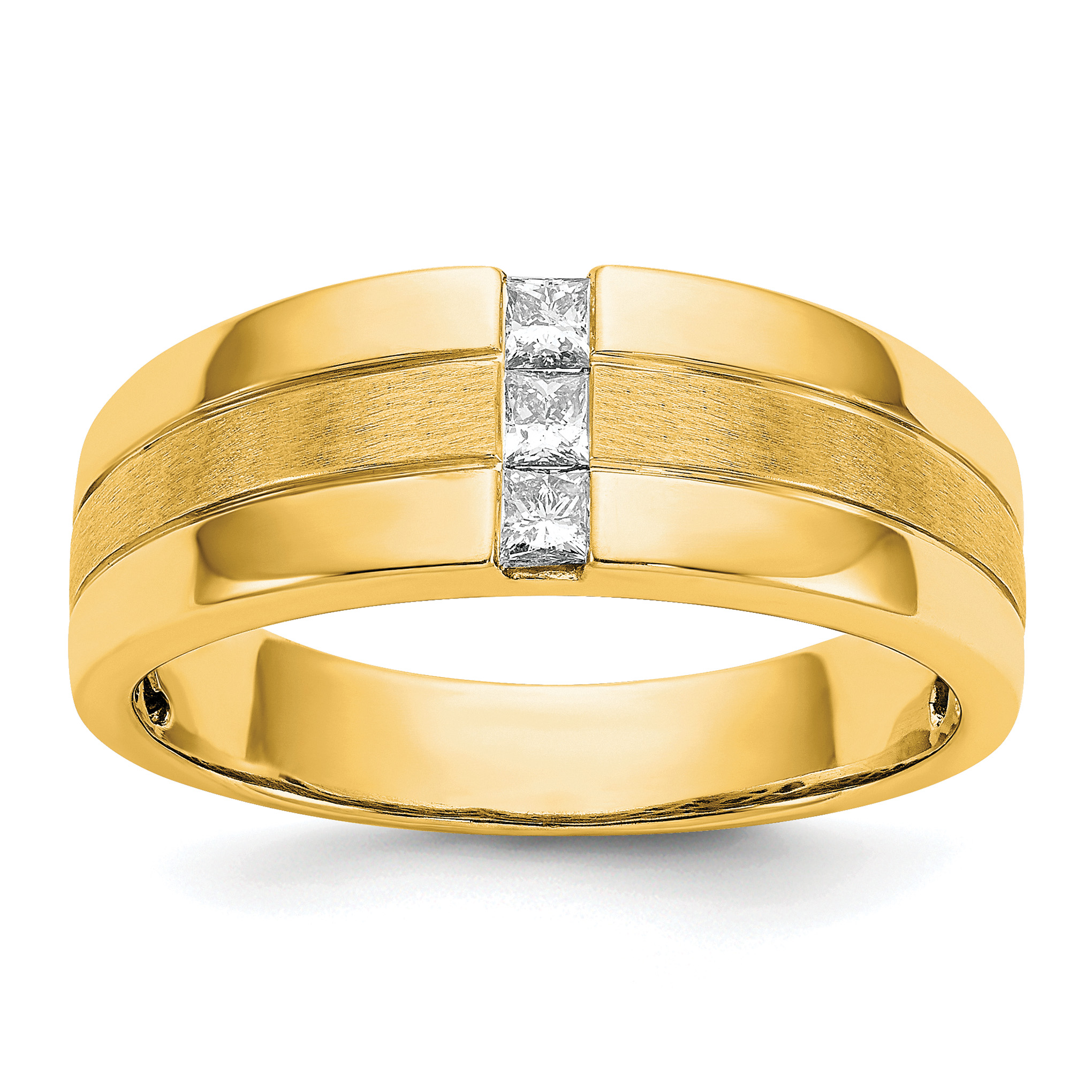 14k Mens Diamond Polished and Satin Ring (RM5787-025-YA)