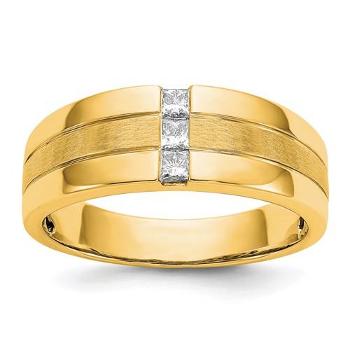 IBGoodman 14K Yellow Gold 0.25 Carat Lab Grown Diamond VS SI+ G+ Complete Polished and Satin Men's Ring