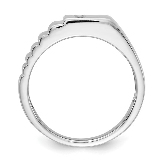 IB Goodman 14k White Gold 1/8 carat Diamond 3-stone Mens Ring