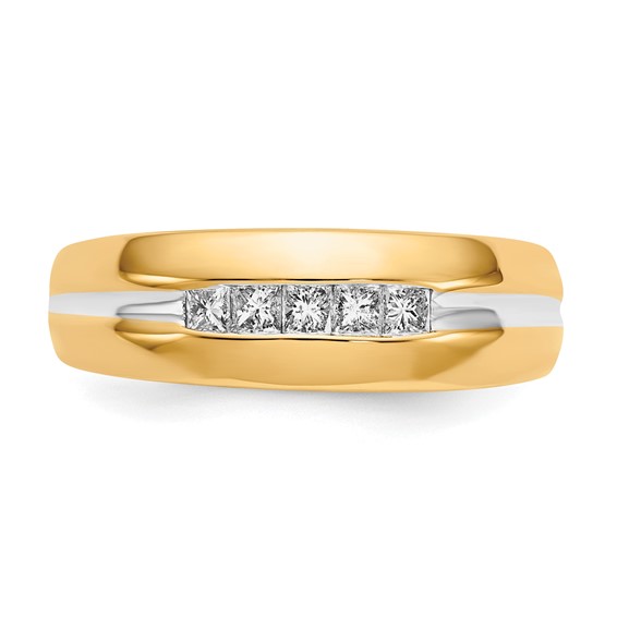 IB Goodman 14k with White Rhodium 1/4 carat Square Diamond 5-stone Mens Channel Ring