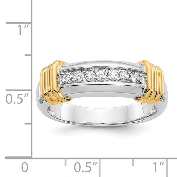IB Goodman 14k Two-tone 1/4 carat Diamond 7-stone Mens Ring