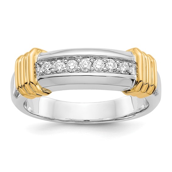 IB Goodman 14k Two-tone 1/4 carat Diamond 7-stone Mens Ring