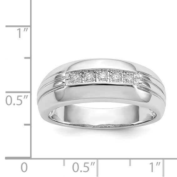 IB Goodman 14k White Gold 1/10 carat Diamond 5-stone Mens Ring
