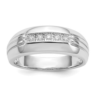 IB Goodman 14k White Gold 1/10 carat Diamond 5-stone Mens Ring