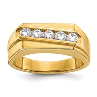 IBGoodman 14K Yellow Gold 0.50 Carat Lab Grown Diamond VS SI+ G+ Five Stone Complete Men's Ring view 1