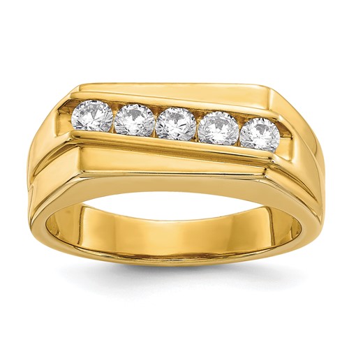 IBGoodman 14K Yellow Gold 0.50 Carat Lab Grown Diamond VS SI+ G+ Five Stone Complete Men's Ring