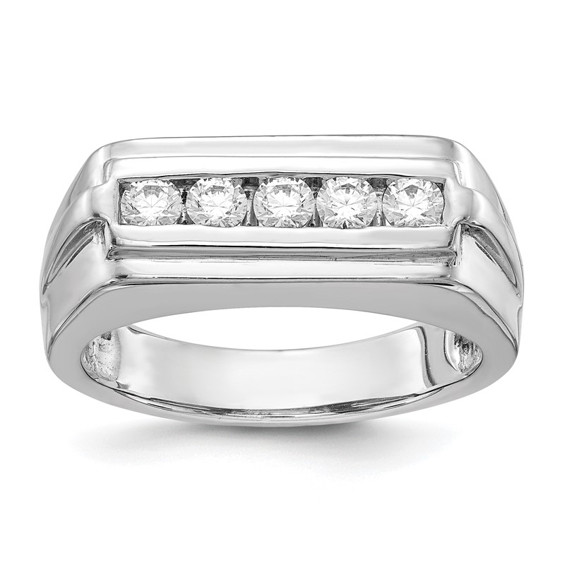 14K White Gold Lab Grown VS/SI+ G+ Dia 5-stone Men's Ring