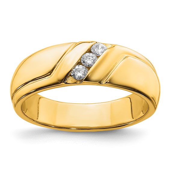 IB Goodman 14k 1/6 carat Diamond 3-stone Mens Ring