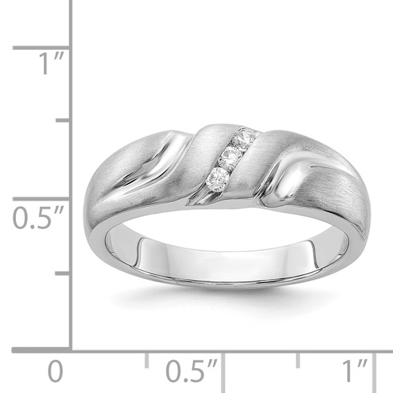 IB Goodman 14k White Gold 1/10 carat Diamond 3-stone Mens Ring