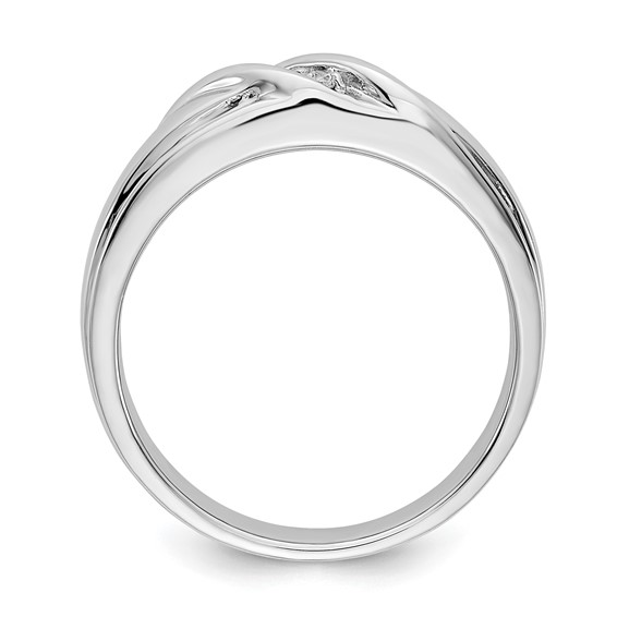IB Goodman 14k White Gold 1/15 carat Diamond 3-stone Mens Ring