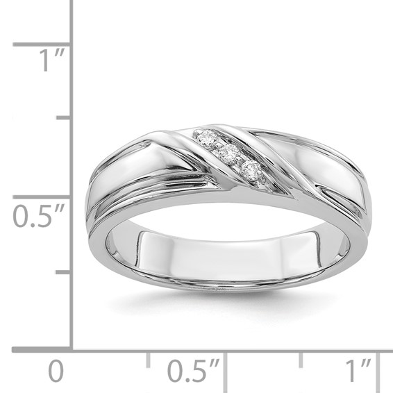 IB Goodman 14k White Gold 1/15 carat Diamond 3-stone Mens Ring