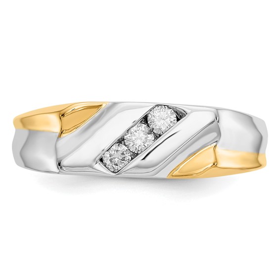 IB Goodman 14k Two-tone 1/5 carat Diamond 3-stone Mens Ring