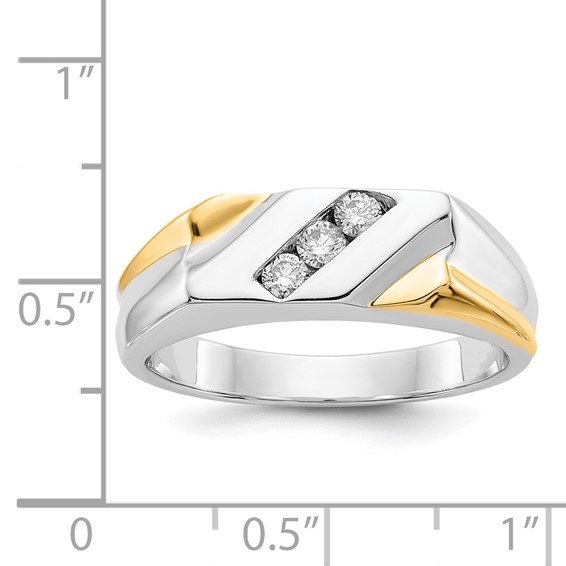 IB Goodman 14k Two-tone 1/5 carat Diamond 3-stone Mens Ring