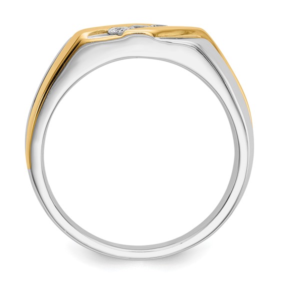 IB Goodman 14k Two-tone 1/6 carat Diamond 3-stone Mens Ring