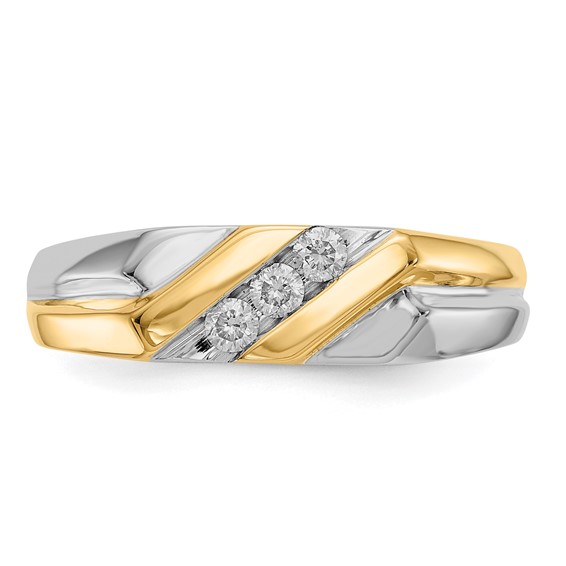 IB Goodman 14k Two-tone 1/6 carat Diamond 3-stone Mens Ring