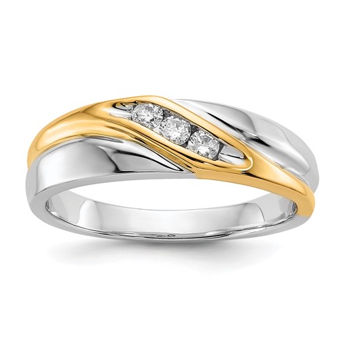 IBGoodman 14K Two-tone 0.17 Carat Lab Grown Diamond VS SI+ G+ Four Stone Complete Men's Ring