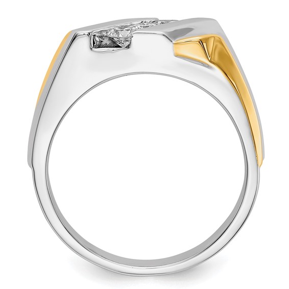IBGoodman 14k Two-tone 1/2 carat Lab Grown Diamond VS/SI+ G+ Three Stone Complete Men's Ring