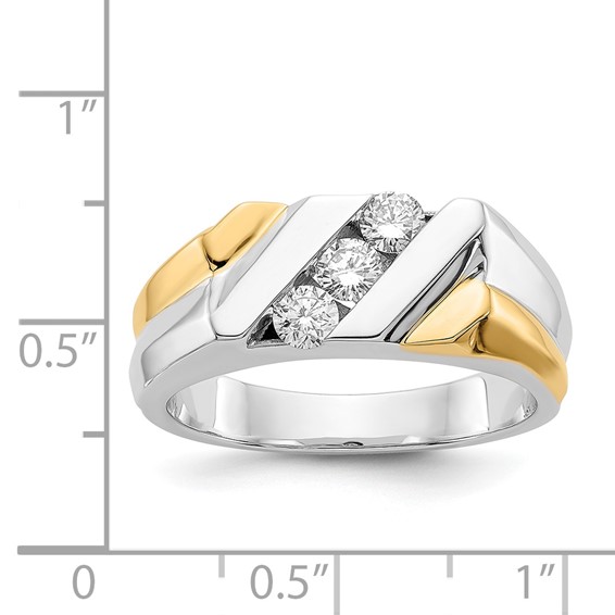 IB Goodman 14k Two-tone 1/2 carat Diamond 3-stone Mens Ring