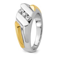 IBGoodman 14K Two-tone 0.50 Carat Lab Grown Diamond VS SI+ G+ Three Stone Complete Men's Ring view 4