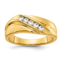 IBGoodman 14K Yellow Gold 0.33 Carat Lab Grown Diamond VS SI+ G+ Five Stone Complete Men's Ring view 1