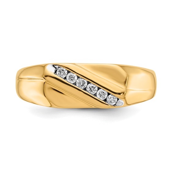 IBGoodman 14k White Gold 1/8 carat Lab Grown Diamond VS/SI+ G+ Six Stone Complete Men's Ring