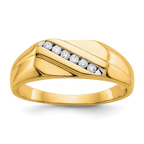 IBGoodman 14K White Gold 0.12 Carat Lab Grown Diamond VS SI+ G+ Six Stone Complete Men's Ring