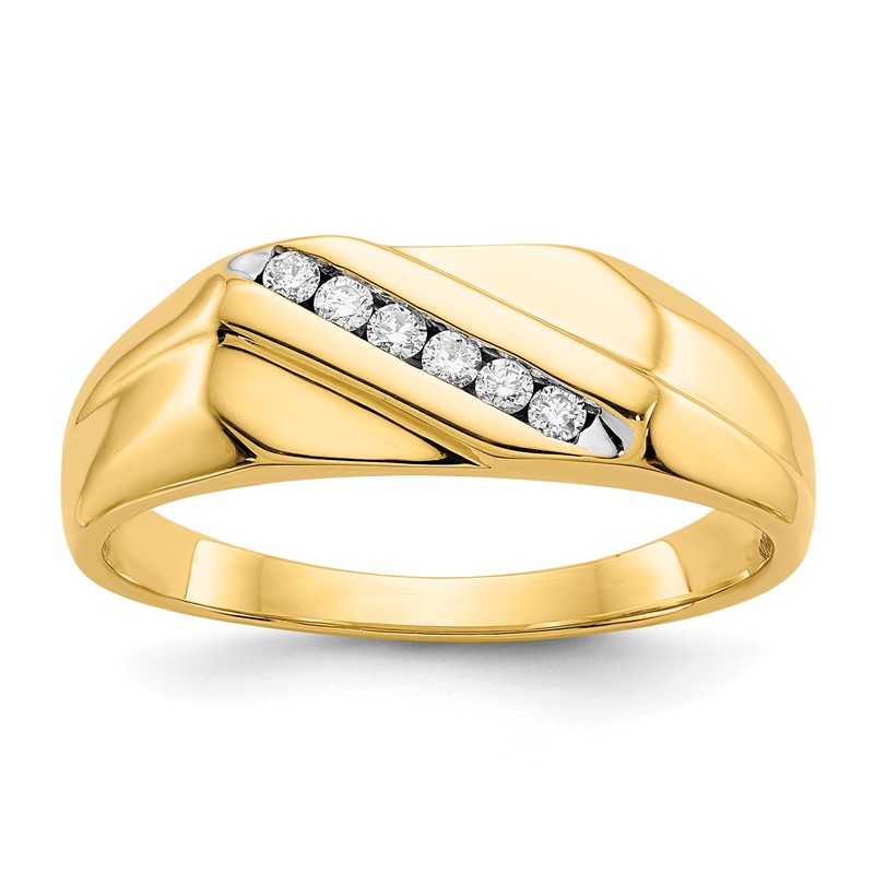 IBGoodman 14k White Gold 1/8 carat Lab Grown Diamond VS/SI+ G+ Six Stone Complete Men's Ring