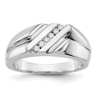 IB Goodman 14k White Gold 1/6 carat Diamond Mens Ring