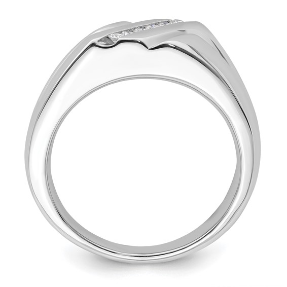 IBGoodman 14k White Gold 1/6 carat Lab Grown Diamond VS/SI+ G+ Six Stone Complete Men's Ring